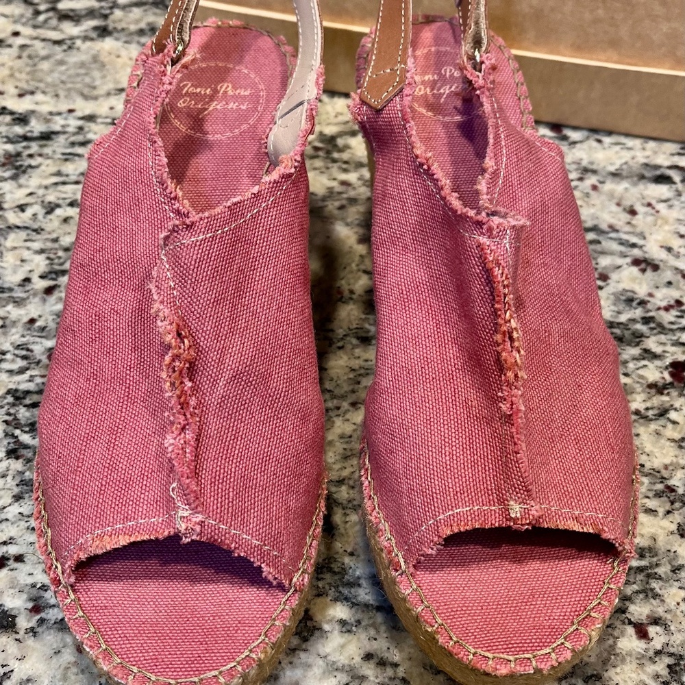 Toni Pons Womens Lugano Espadrille Sandals Platform Wedge Pink Canvas 41 / 9US